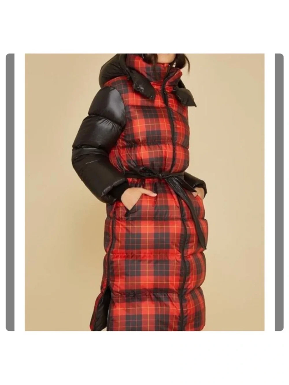 Mackage Haiko Plaid Long Down Coat - Picture 3 of 4